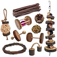 Goter Juego de 10 Masticar de Juguetes para Animales Pequeños Juguetes Conejos- Hámster- Ardilla- Loros- Natural Molar…